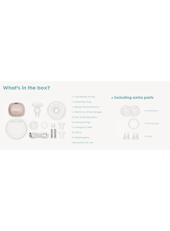 Pippeta مضخة ثدي يمكن ارتداؤها بدون استخدام اليدين مع شاشة LED وضخ فردي و12 مستوى شفط وسعة 180 مل - Image 3