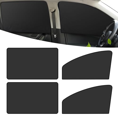 Tesnaao 4 PCS Car Side Window Sun Shade Replacement 33CM x 48CM x 62CM Front Side Window Protectors 80CM x 48CM Vehicle Rear Window Curtain Universal Accessories for Most Cars Black - Image 1