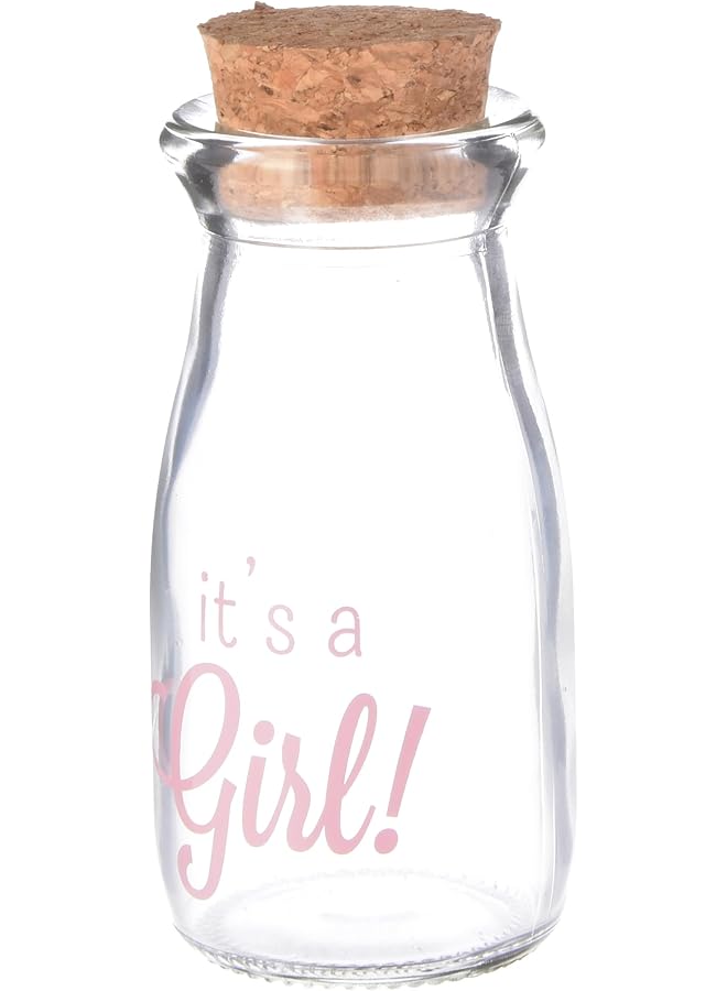 Kate Aspen 12 Piece Vintage Milk Favor Jar Diy Baby Shower Party Favor Centerpiece Bud Vase It'S A Girl Pink - Image 1