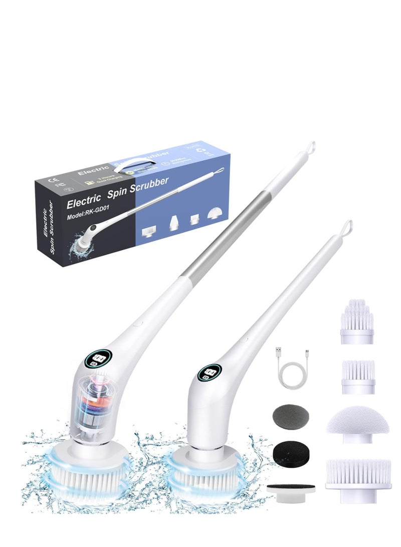 بلو فاير فرشاة تنظيف كهربائية فيكمايون – فرشاة دوارة 360° بدون سلك مع 6 رؤوس فرش قابلة للاستبدال ومقبض قابل للفصل، مقاومة للماء IPX7، سرعة مزدوجة مع شاشة LED، منخفضة الضوضاء، لتنظيف الحوض، البلاط، الأرضيات، المطبخ، السيارة، الحمام، الفواصل، النوافذ – أداة تنظيف منزلية وعملية - Image 1