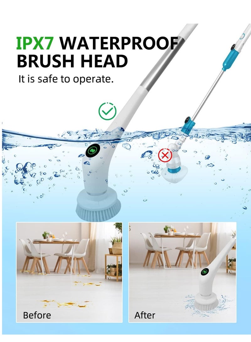 بلو فاير فرشاة تنظيف كهربائية فيكمايون – فرشاة دوارة 360° بدون سلك مع 6 رؤوس فرش قابلة للاستبدال ومقبض قابل للفصل، مقاومة للماء IPX7، سرعة مزدوجة مع شاشة LED، منخفضة الضوضاء، لتنظيف الحوض، البلاط، الأرضيات، المطبخ، السيارة، الحمام، الفواصل، النوافذ – أداة تنظيف منزلية وعملية - Image 4