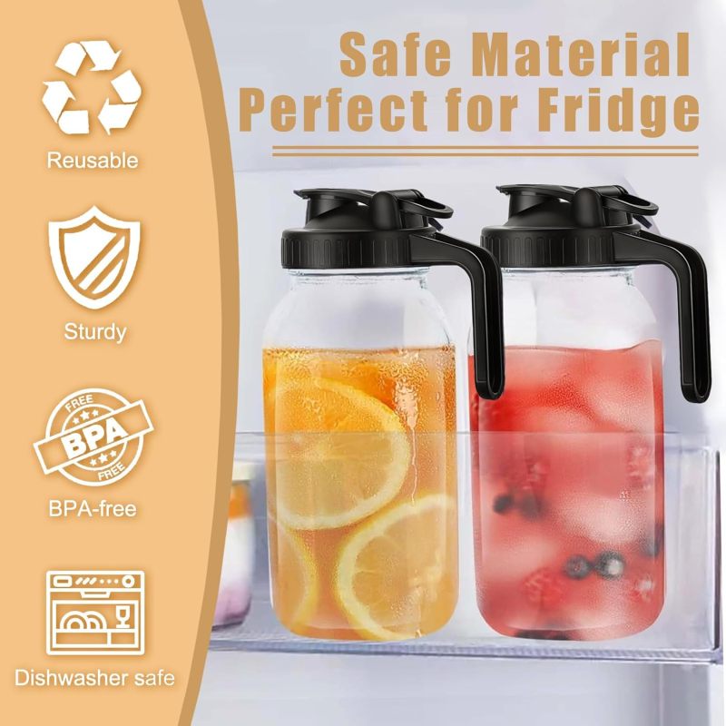 Wide Mouth Mason Jar Lids: 8.7*8.7*2 Cm Black Leak-proof Spout Lid - BPA-free Durable Handle Lid for Home Kitchen Liquid Storage - Image 2
