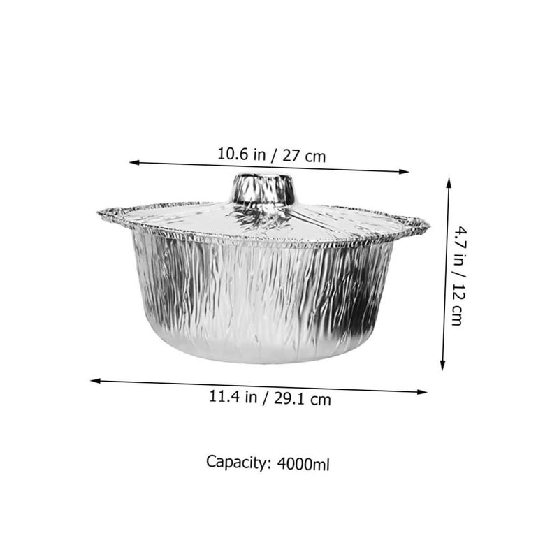 5Pcs Round Tin Foil Pots With Lids For BBQ Camping Baking Stackable Food Containers - Image 3
