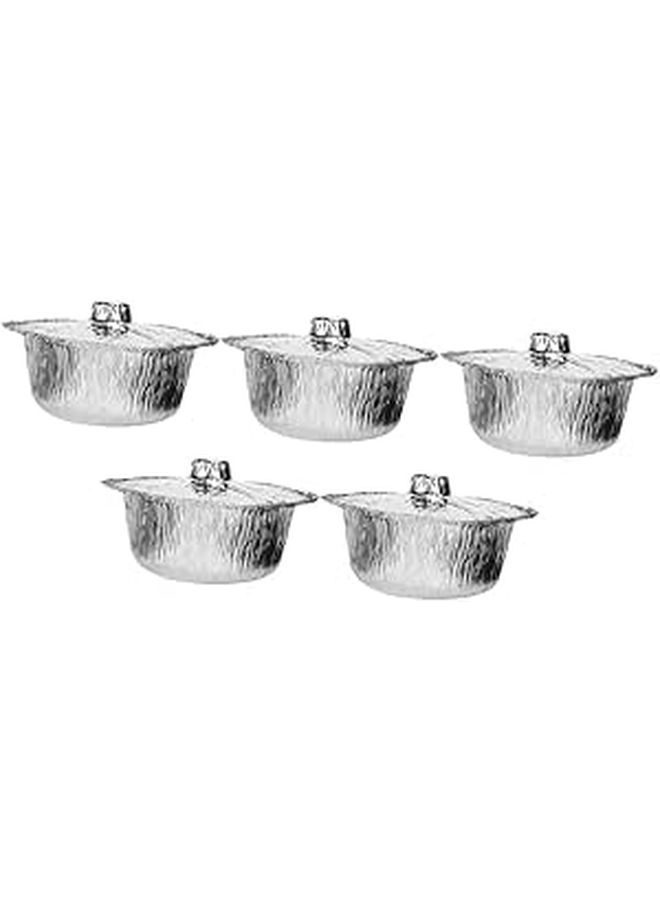 5Pcs Round Tin Foil Pots With Lids For BBQ Camping Baking Stackable Food Containers - Image 1