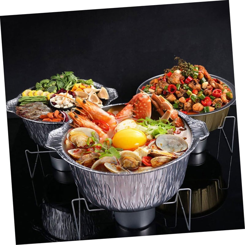 5Pcs Round Tin Foil Pots With Lids For BBQ Camping Baking Stackable Food Containers - Image 4
