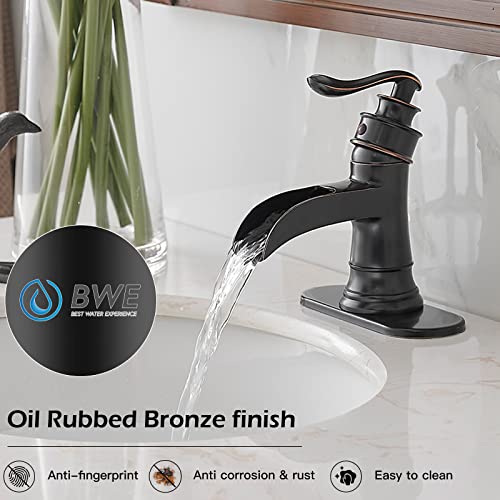 BWE Waterfall Bathroom Faucet Oil Rubbed Bronze Single-Handle One Hole Sink Faucet Farmhouse Bath Vanity Lavatory Restroom Faucets Antique - Image 4