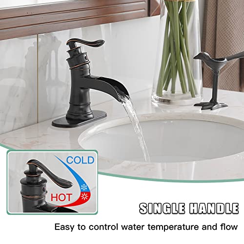 BWE Waterfall Bathroom Faucet Oil Rubbed Bronze Single-Handle One Hole Sink Faucet Farmhouse Bath Vanity Lavatory Restroom Faucets Antique - Image 2
