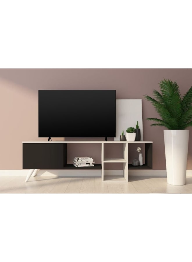 Retro RA-U35 TV Table 30x45x150cm - White x Black - Image 1