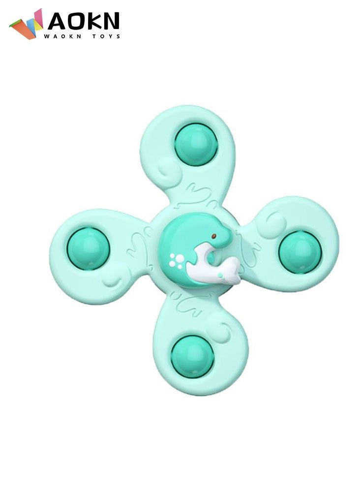 WAOKN - 3 PCS Baby Bath Spinner Toy with Rotating Suction Cup Spinning Top Toy Animal Spin Baby Bath Toys Dining Chairs Toys Windmill Marine Life Set - Image 1