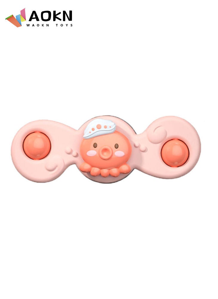 WAOKN - 3 PCS Baby Bath Spinner Toy with Rotating Suction Cup Spinning Top Toy Animal Spin Baby Bath Toys Dining Chairs Toys Windmill Marine Life Set - Image 1