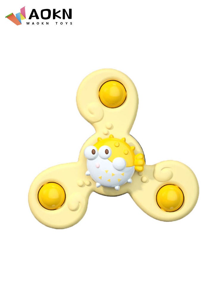 WAOKN - 3 PCS Baby Bath Spinner Toy with Rotating Suction Cup Spinning Top Toy Animal Spin Baby Bath Toys Dining Chairs Toys Windmill Marine Life Set - Image 1