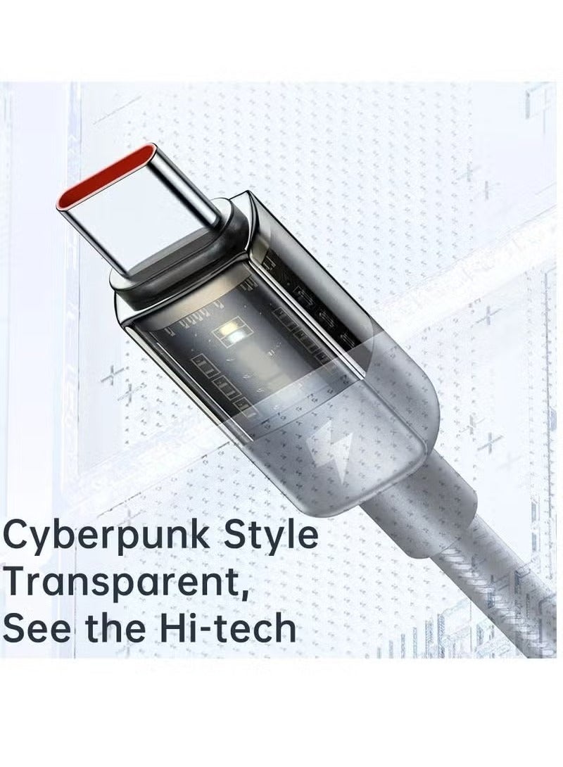 Mcdodo CA3150 Auto Power Off 6A Type---C Super Charge Transparent Data Cable (1.2m) | Ultra-Fast Charging & Data Transfer – Smart Auto Power Off for Battery Protection – Durable, Tangle-Free & LED Indicator –- Perfect for Smartphones, Tablets & More - Image 3