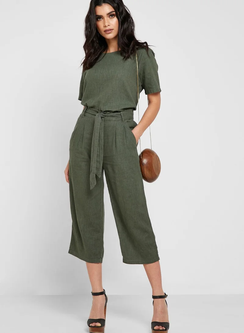 Jacqueline de Yong Tie Waist Cullotes Pants