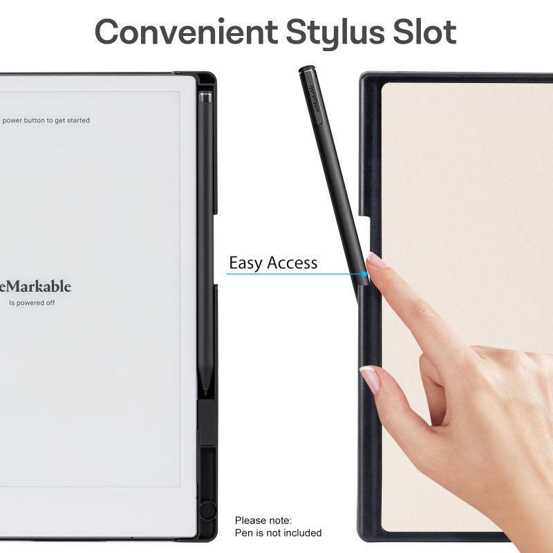 CoBak Case for Remarkable 2 Tablet - Lightweight and Hard Back Shell Protective Book Folio Cover with Built-in Pen Holder - Only for 10.3" 2020 Released (Cream Color) - Image 2