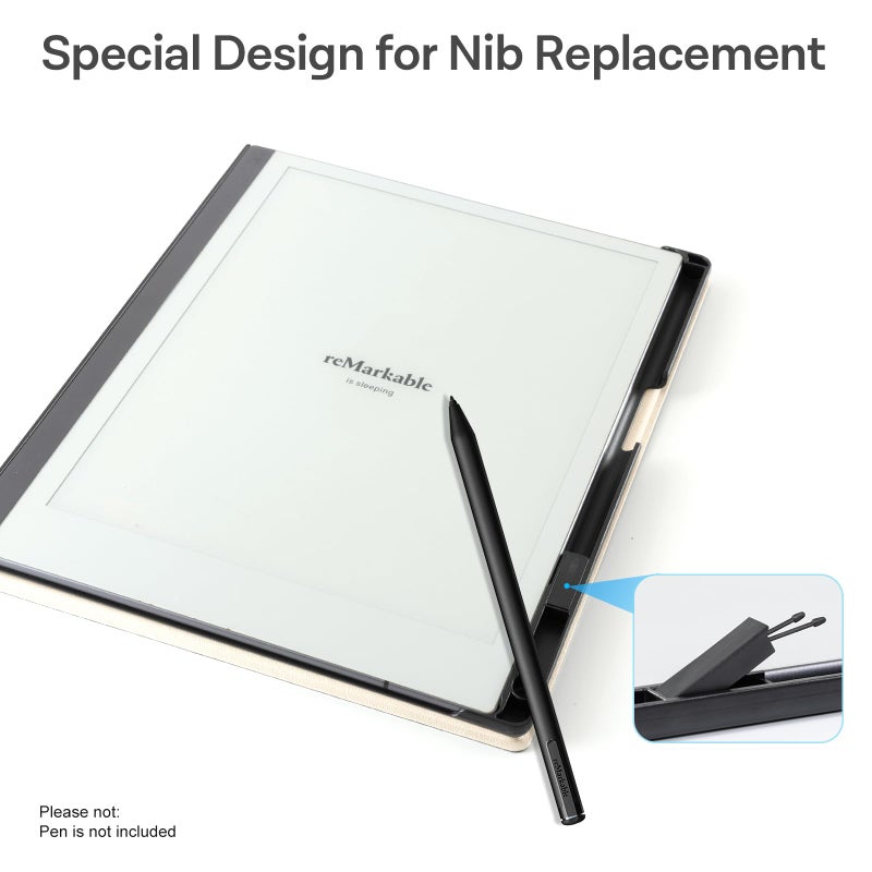 CoBak Case for Remarkable 2 Tablet - Lightweight and Hard Back Shell Protective Book Folio Cover with Built-in Pen Holder - Only for 10.3" 2020 Released (Cream Color) - Image 3