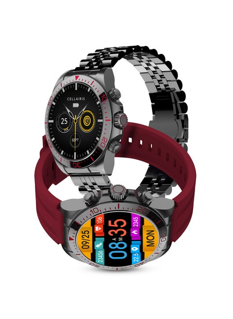 ROYCE U Smart Watch with Bluetooth Calling, 1.43” AMOLED Display, Water-Resistant Design, Multi-Language Support - Extra Silicon Strap