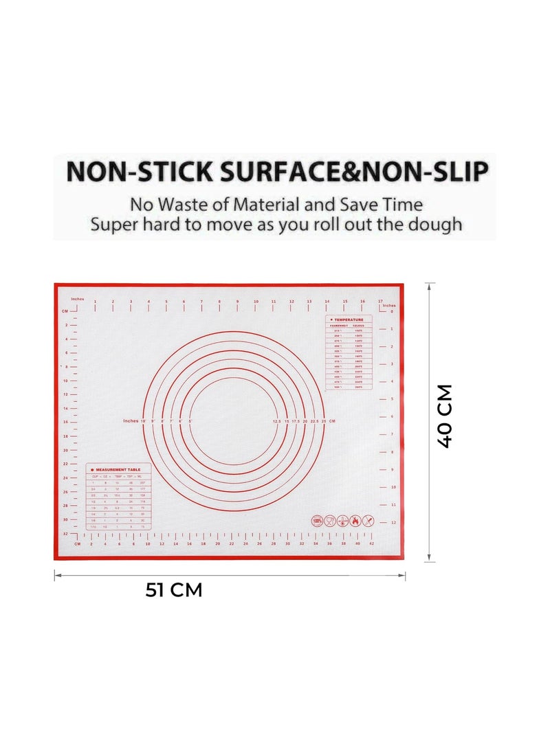 Cutting Edge Essentials Cutting Edge Essentials NonStick Silicone Baking Mat with Measurements NoSlip Baking Sheet for Roti Chapati Atta Dough Kneading and Fondant Rolling Red Black Pack of 2  - Image 5