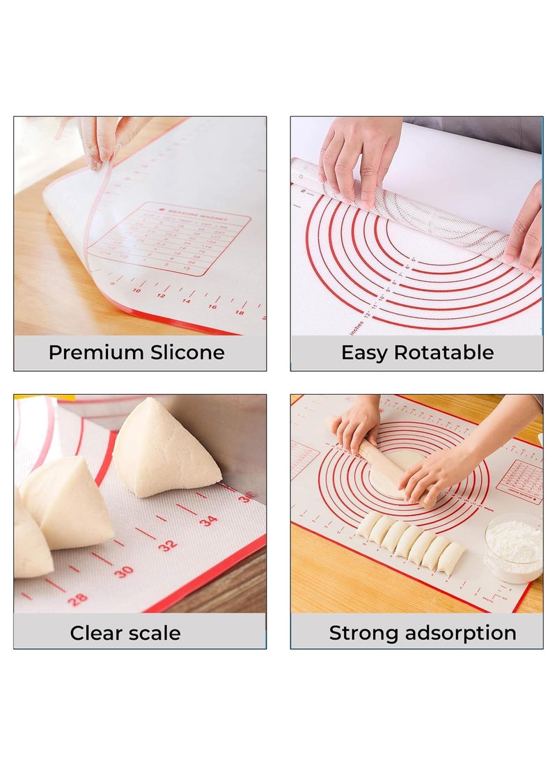 Cutting Edge Essentials Cutting Edge Essentials NonStick Silicone Baking Mat with Measurements NoSlip Baking Sheet for Roti Chapati Atta Dough Kneading and Fondant Rolling Red Black Pack of 2  - Image 2