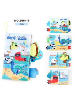 Generic Baby Baby Sea Land Air Tail Cloth Book Ocean Forest Flying Animals Palm Book Early Education Toy With Ring Paper-Color:4 Pages, 8 Sides Flying Tail With Sound Paper  - Image 1