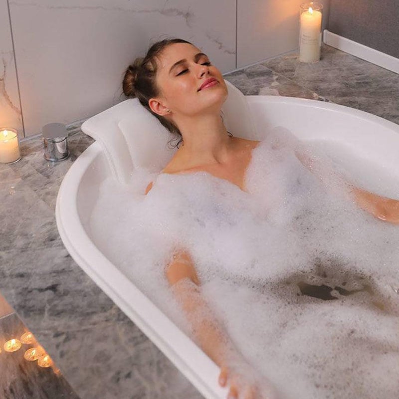 VILLCASE Spa Bath Pillow with Suction Cups, White Tub Headrest for Neck and Head Support, Bathroom Bathtub Cushion for Relaxation and Home Spa Use - Image 5