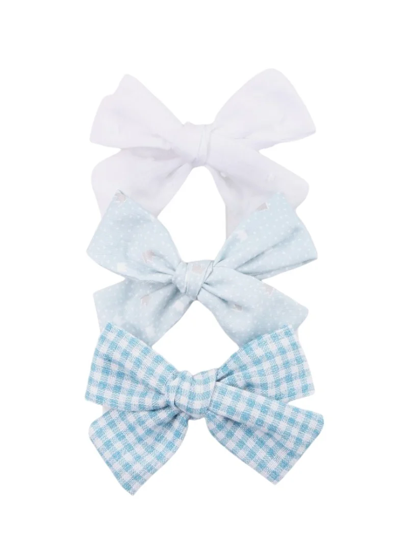 دىدانيالا Rabia Ribbon Bow Clip Set For Babies and Girls - Green & Multicolor