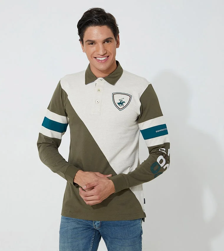 Rugby Color Block Long Sleeve Polo T-Shirt
