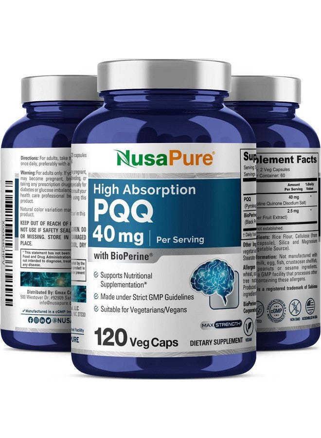 NusaPure مكمل نوسابور PQQ 40 ملغ، 120 كبسولة نباتية، غير معدلة وراثيًا، ملح ثنائي الصوديوم لحمض البيرولوكينولين كينون، بيوبيرين - Image 4