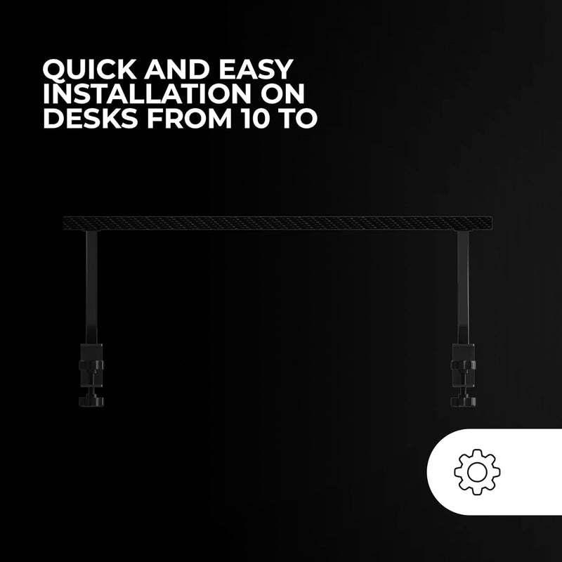 MARS GAMING MARSGAMING MGDS, Monitor Raiser, Increases Monitor by 17 cm, Ergonomic Steel Table Stand, Carbon Fibreboard 60 x 20 cm, Screen Mount for Desks with 10 to 33 mm Thickness, Black - Image 5