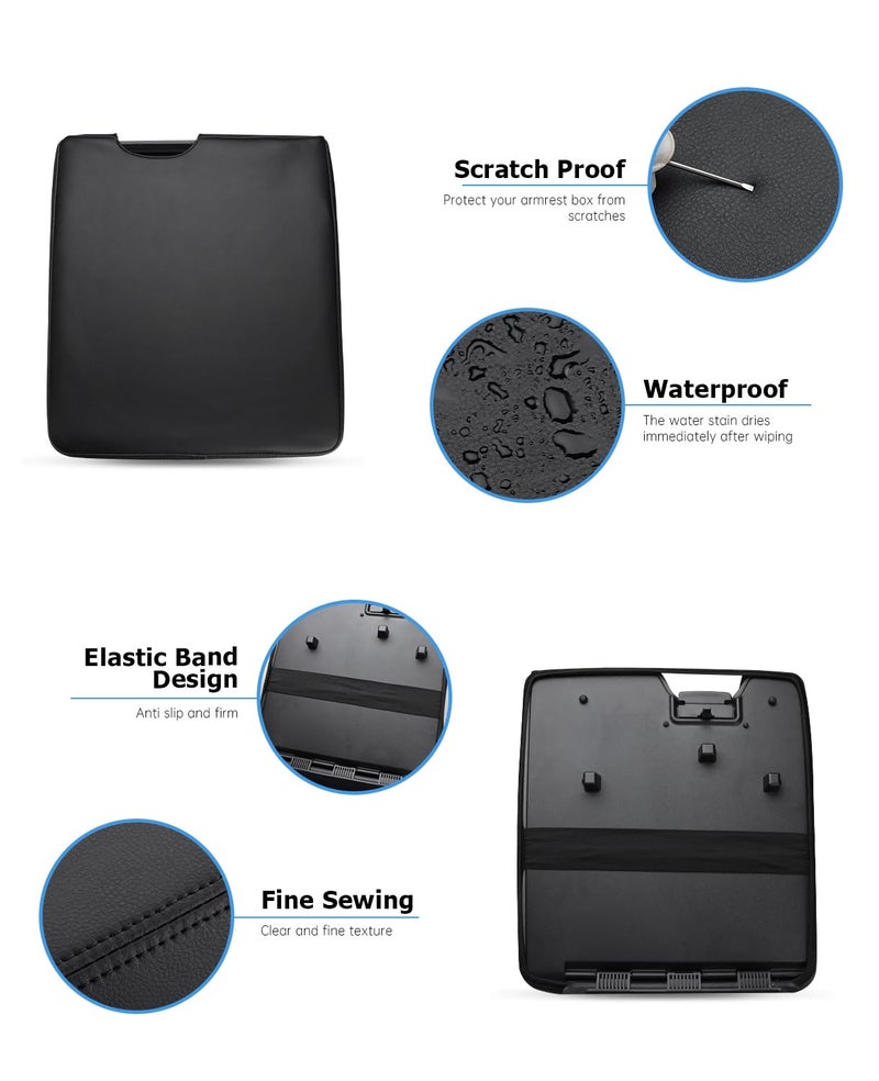 INTGET Center Console Armrest Cover for 2026 Ford F150 Accessories 2015-2023 2024 2025/for F250 F350 F450 F550 2017-2026 40/20/40 Jump Seat Car Arm Rest Lid Seat(black stitches, 2015-2026 Jump Seat) - Image 3
