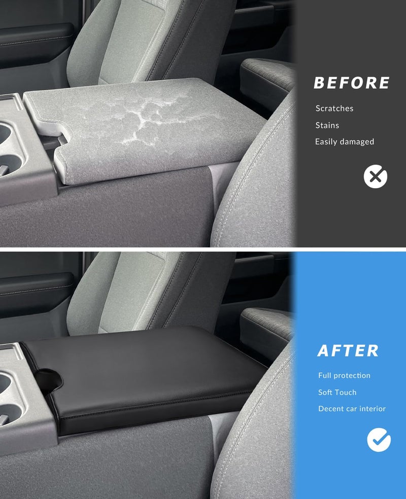 INTGET Center Console Armrest Cover for 2026 Ford F150 Accessories 2015-2023 2024 2025/for F250 F350 F450 F550 2017-2026 40/20/40 Jump Seat Car Arm Rest Lid Seat(black stitches, 2015-2026 Jump Seat) - Image 2