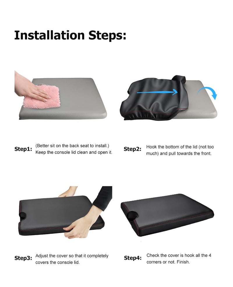 INTGET Center Console Armrest Cover for 2026 Ford F150 Accessories 2015-2023 2024 2025/for F250 F350 F450 F550 2017-2026 40/20/40 Jump Seat Car Arm Rest Lid Seat(black stitches, 2015-2026 Jump Seat) - Image 5