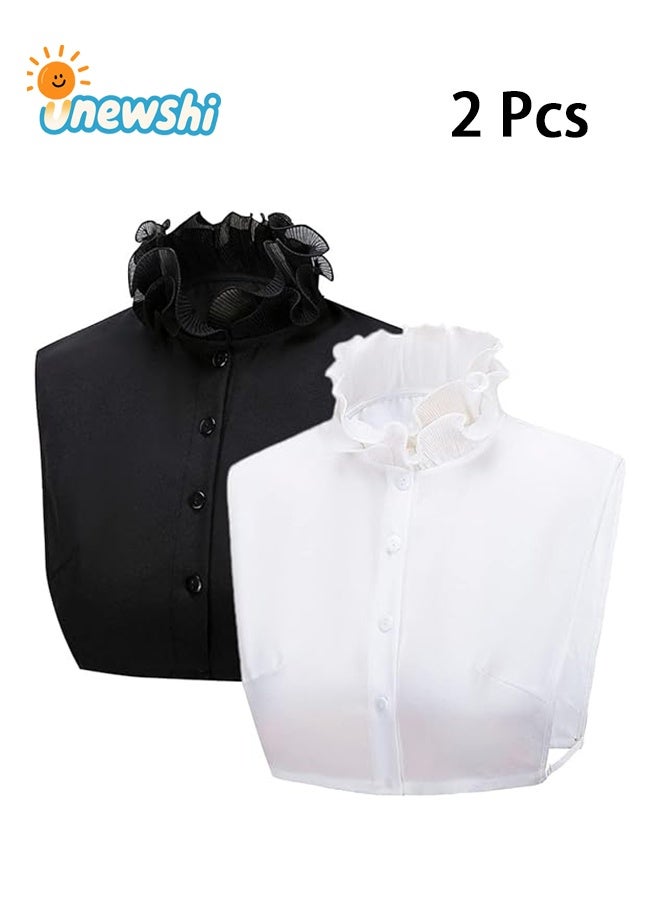 أخبار بلوزة نسائية بياقة وهمية، نصف قميص، بلوزة بياقة وهمية قابلة للفصل، قميص جوكر، طوق مزخرف، طوق ديكي، أكمام، ربطة عنق قطنية، نقطة طية صدر السترة وهمية - Image 1