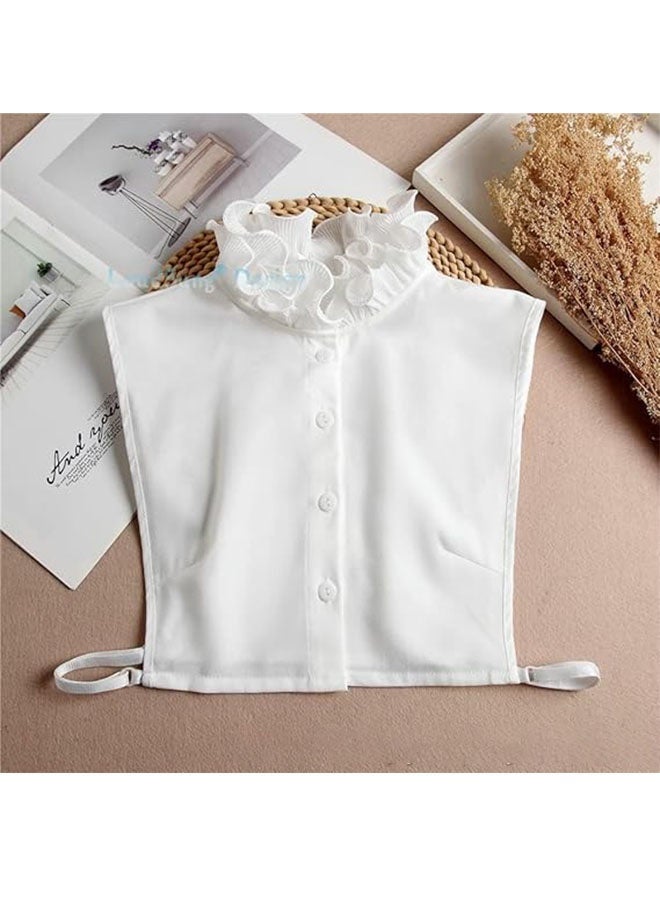 أخبار بلوزة نسائية بياقة وهمية، نصف قميص، بلوزة بياقة وهمية قابلة للفصل، قميص جوكر، طوق مزخرف، طوق ديكي، أكمام، ربطة عنق قطنية، نقطة طية صدر السترة وهمية - Image 4