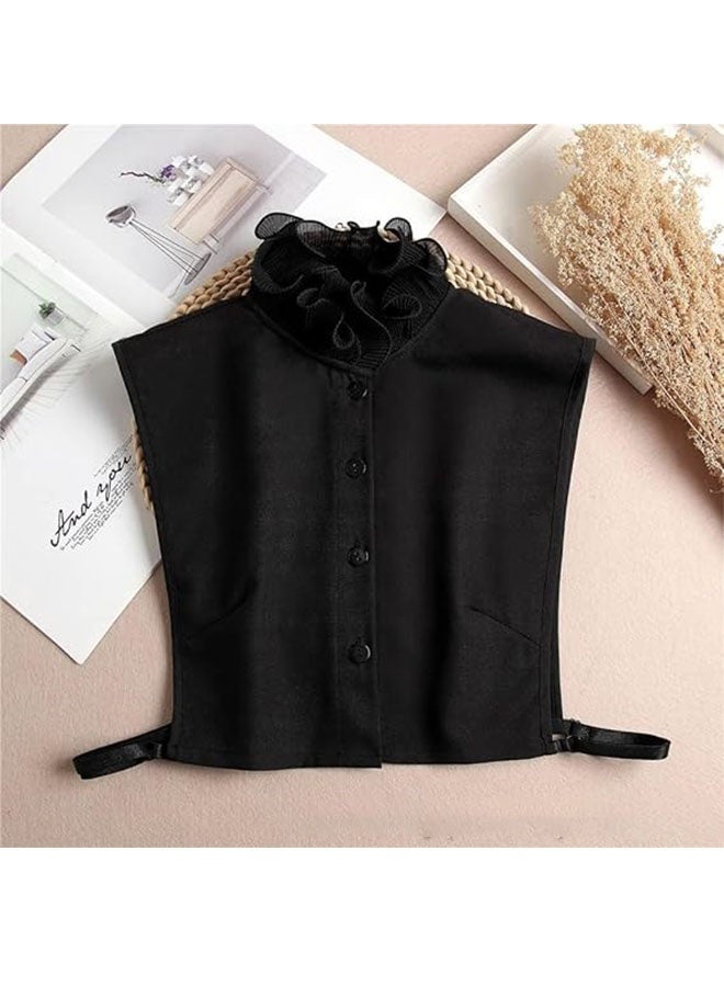 أخبار بلوزة نسائية بياقة وهمية، نصف قميص، بلوزة بياقة وهمية قابلة للفصل، قميص جوكر، طوق مزخرف، طوق ديكي، أكمام، ربطة عنق قطنية، نقطة طية صدر السترة وهمية - Image 5