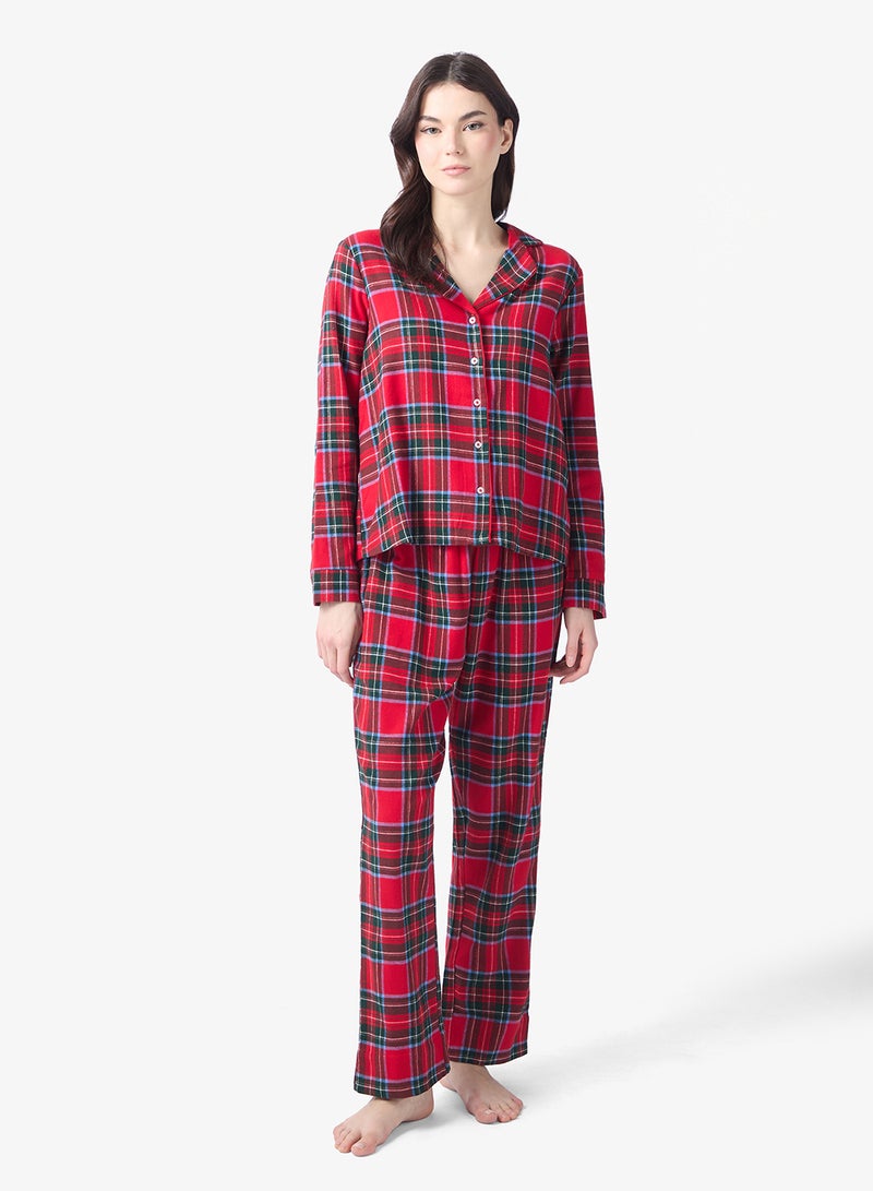 hunkemoller Flannel Twill Check Print  Shirt & Pyjamas set - Image 1
