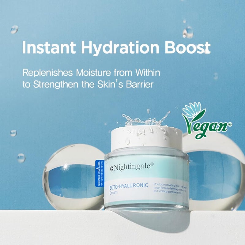 Nightingale Ecto-Hyaluronic Cream with 8 layer Hyaluronic Acid, Ectoin, Daily Face Moisturizer For Dry Skin, Fragrance Free, Hypoallergenic, Allergen Free, Cruelty Free, Vegan, Korean Skin Care - Image 2