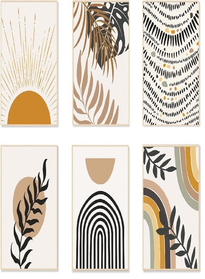 مؤسسة فكرة اليوم مجموعة من 6 مطبوعات فنية جدارية من طراز بوهو، مطبوعات حديثة من منتصف القرن، ملصقات جدارية بسيطة لغرفة النوم وغرفة المعيشة والحمام وديكور غرفة بوهو (8 × 10 بوصة)، بدون إطار - Image 1