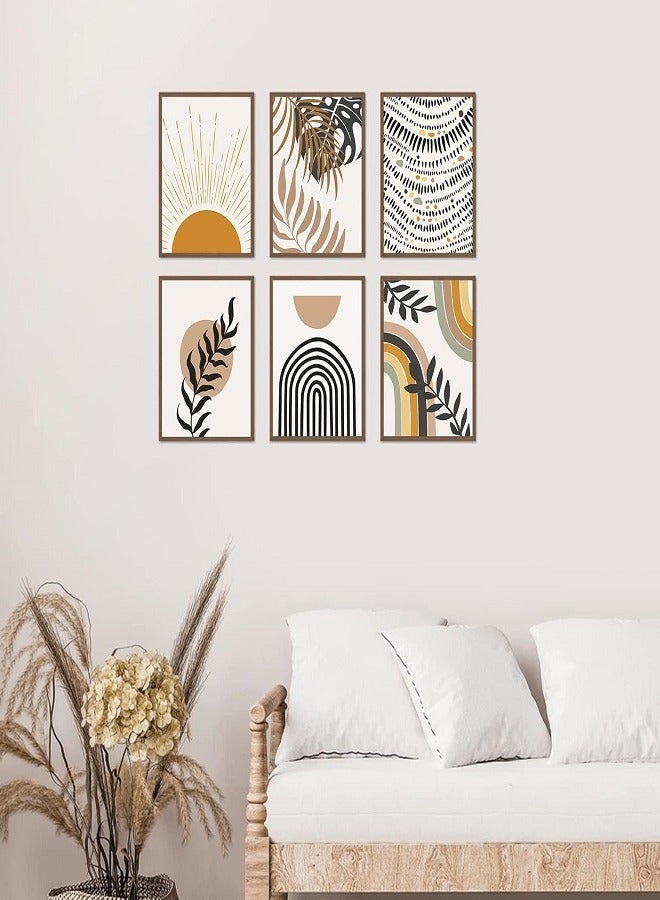 مؤسسة فكرة اليوم مجموعة من 6 مطبوعات فنية جدارية من طراز بوهو، مطبوعات حديثة من منتصف القرن، ملصقات جدارية بسيطة لغرفة النوم وغرفة المعيشة والحمام وديكور غرفة بوهو (8 × 10 بوصة)، بدون إطار - Image 4