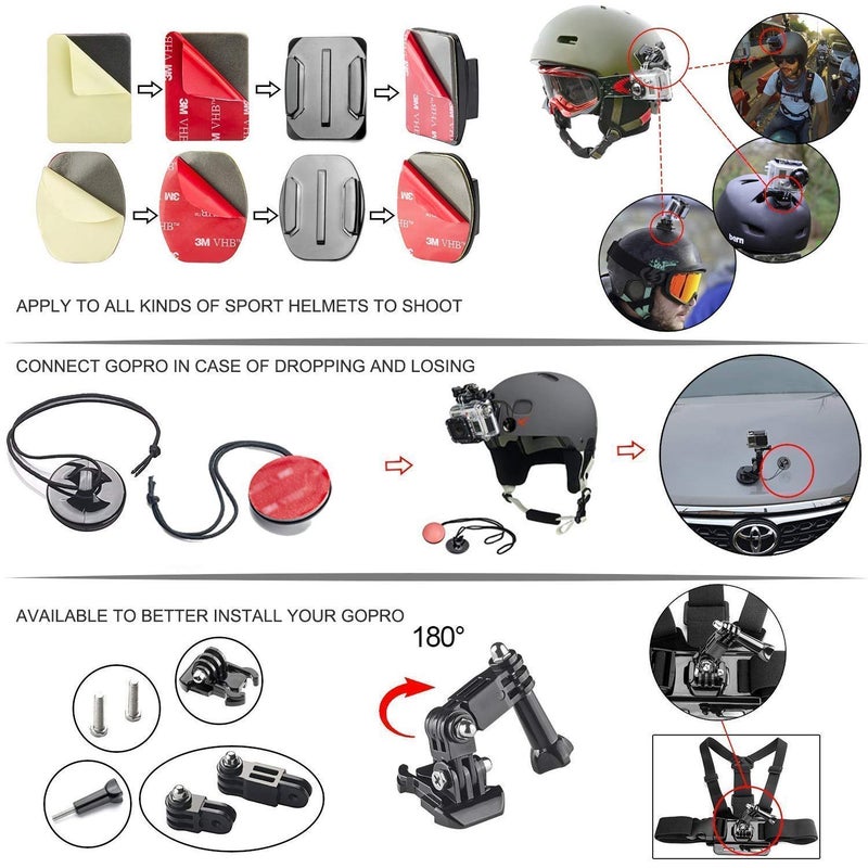 Adofys 61 in 1 Action Camera Accessories Kit Compatible for GoPro, Sony Action Cam, Nikon, Garmin, Ricoh Action Cam, SJCAM and All Other Action Cameras - Image 5
