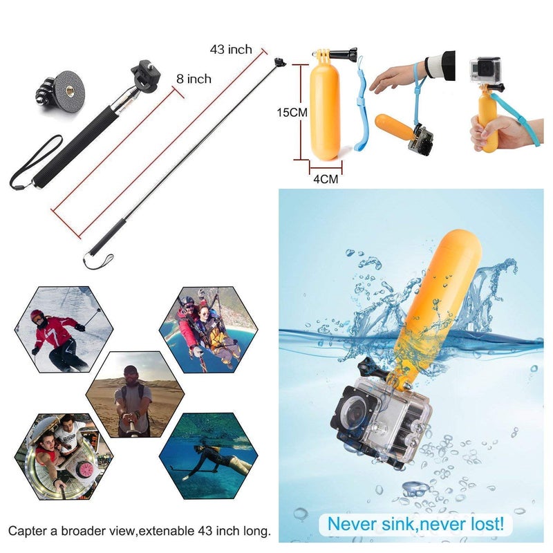 Adofys 61 in 1 Action Camera Accessories Kit Compatible for GoPro, Sony Action Cam, Nikon, Garmin, Ricoh Action Cam, SJCAM and All Other Action Cameras - Image 4