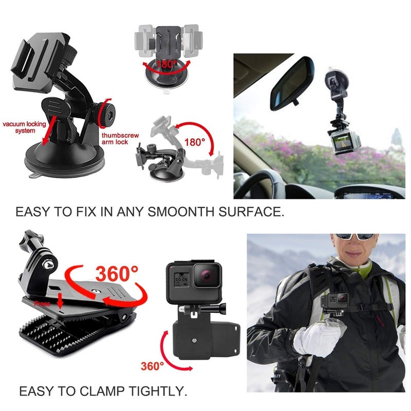 Adofys 61 in 1 Action Camera Accessories Kit Compatible for GoPro, Sony Action Cam, Nikon, Garmin, Ricoh Action Cam, SJCAM and All Other Action Cameras - Image 3