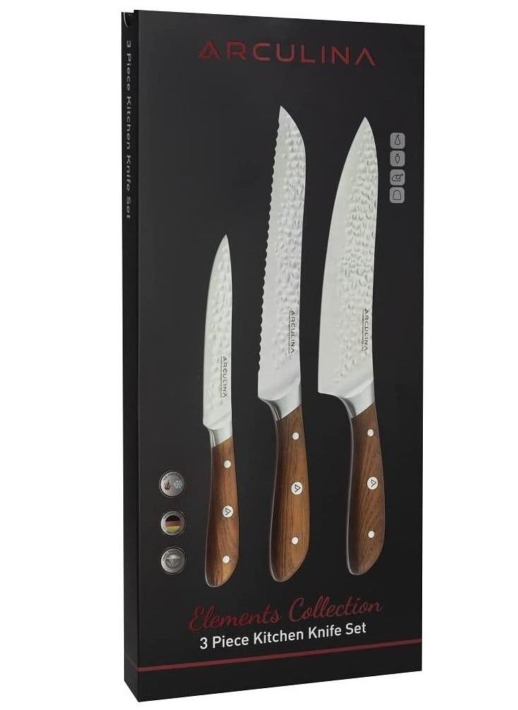 ARCULINA ARCULINA Knife Set in High Grade German Steel Hammered Blade with Ashwood Handle  - Image 2