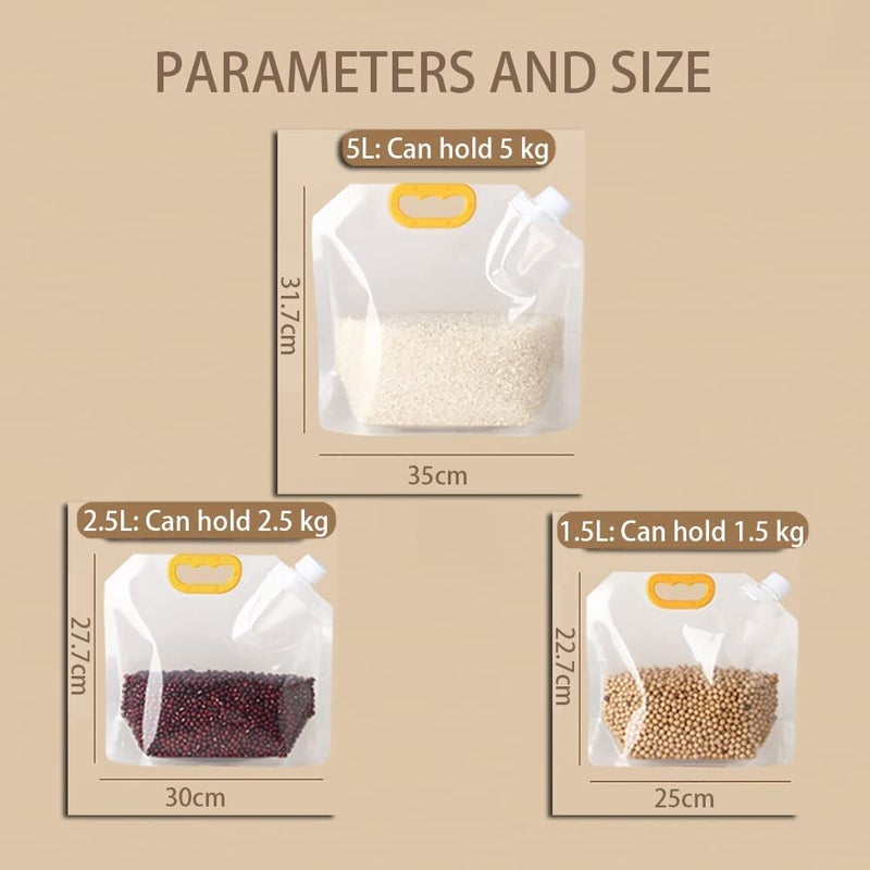 ARLICODECK Kitchen Storage Bag Grains Rice MoistureProof Sealed Bag Resealable Transparent Bags Stand Up Pouch Bags With Portable Handle For Long Term Food Storage Container pk3 15L - Image 2