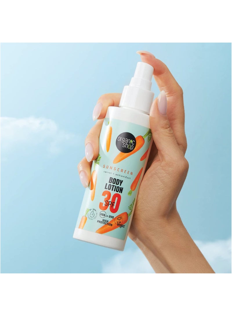 Organic Shop لوشن الجسم الواقي من الشمس من أورجانيك شوب - جزر + مضادات الأكسدة 30 SPF 150 مل - Image 3