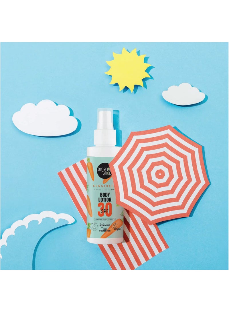 Organic Shop لوشن الجسم الواقي من الشمس من أورجانيك شوب - جزر + مضادات الأكسدة 30 SPF 150 مل - Image 4