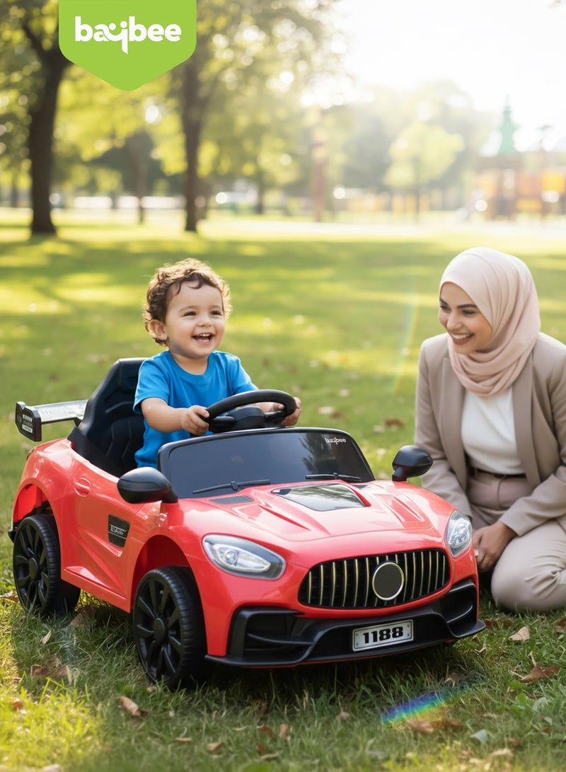 BAYBEE Benzy Battery operated Car for Kids, Kids Ride on Car with Led Light, Music & Remote Control｜Battery Baby Car Ride on Toy｜Childrens Car for Toddlers ｜Electric Car for Kids 2 to 5 Years Boys Girls Red - Image 2