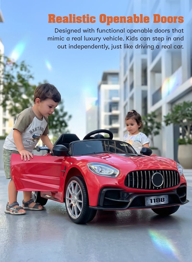 BAYBEE Benzy Battery operated Car for Kids, Kids Ride on Car with Led Light, Music & Remote Control｜Battery Baby Car Ride on Toy｜Childrens Car for Toddlers ｜Electric Car for Kids 2 to 5 Years Boys Girls Red - Image 3