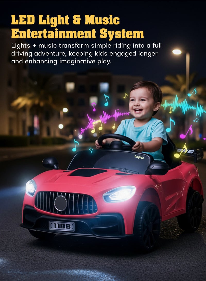 BAYBEE Benzy Battery operated Car for Kids, Kids Ride on Car with Led Light, Music & Remote Control｜Battery Baby Car Ride on Toy｜Childrens Car for Toddlers ｜Electric Car for Kids 2 to 5 Years Boys Girls Red - Image 5