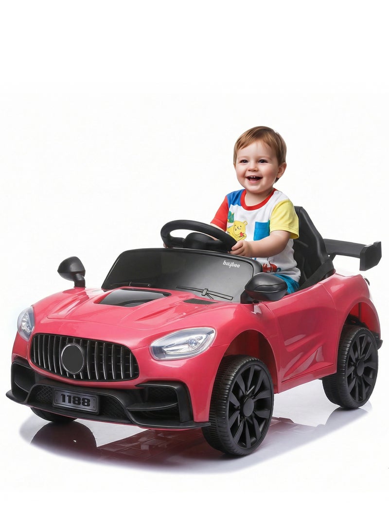 BAYBEE Benzy Battery operated Car for Kids, Kids Ride on Car with Led Light, Music & Remote Control｜Battery Baby Car Ride on Toy｜Childrens Car for Toddlers ｜Electric Car for Kids 2 to 5 Years Boys Girls Red - Image 1