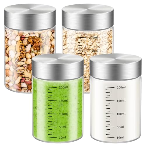 CWHHRN 8 Oz Glass Juice Bottles, 4 Pack Glass Bottles with Lids, BPA Free, Borosilicate Glass, Leak Proof Lids for Juicing, Smoothies, Infused Water, Beverage Storage, Shaker Bottles - Image 1